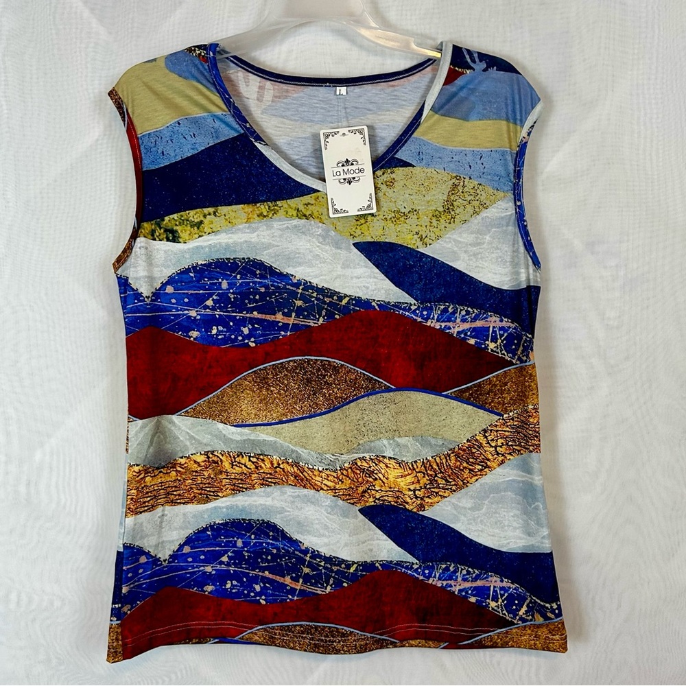 NWT LaMode Sleeveless Multicolor Tank Style Summer Top / large